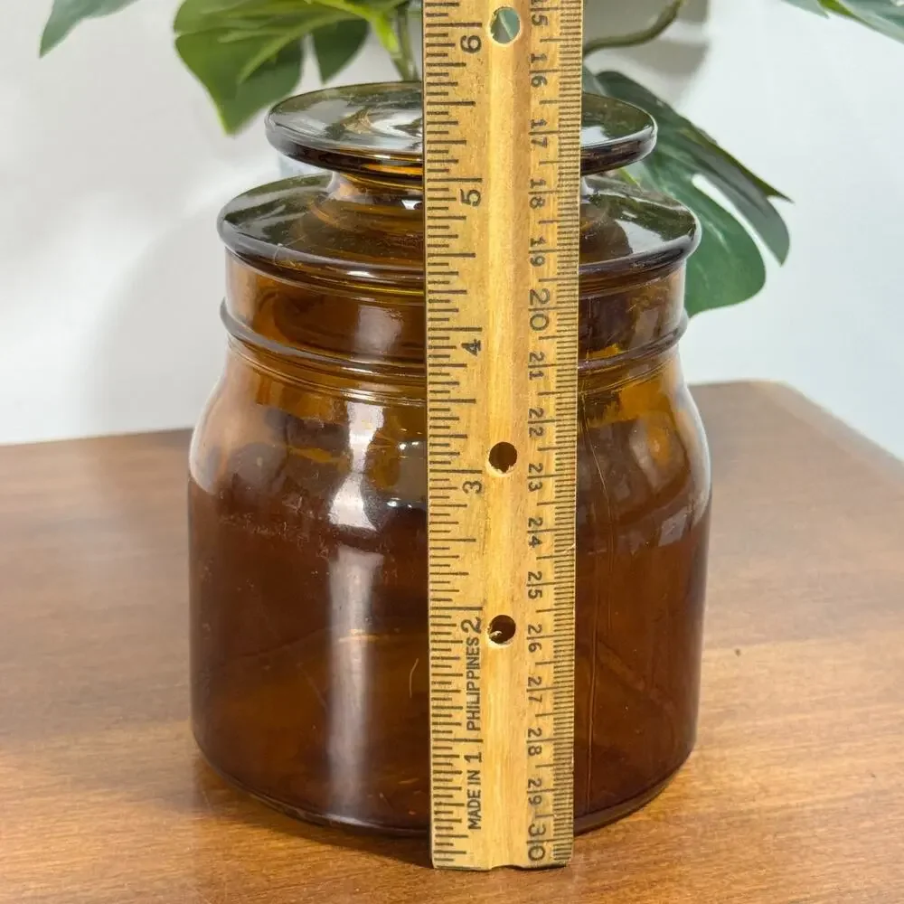 Vintage-Style Amber Glass Apothecary Container Jar with Lid Hearth and Home